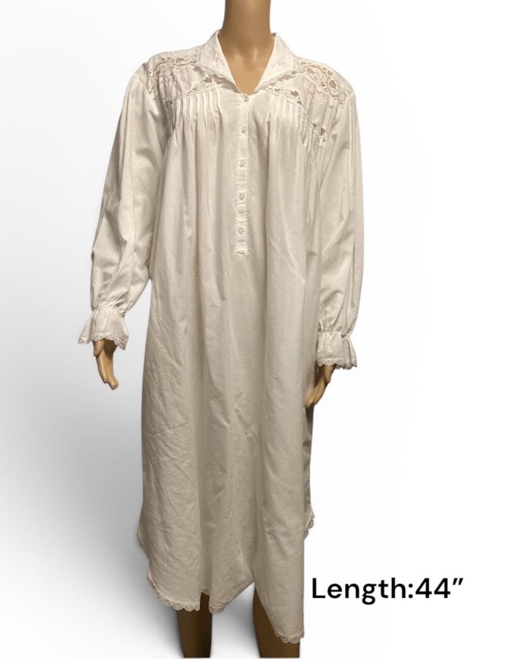 Vntg‎ Nicole Nightgown Victorian Cottagecore Grannycore Edwardian Sleep Dress L